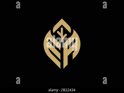 Custom Initial letter E and A in a leaf sign, Gardening or farming logo concept. Stock Vector