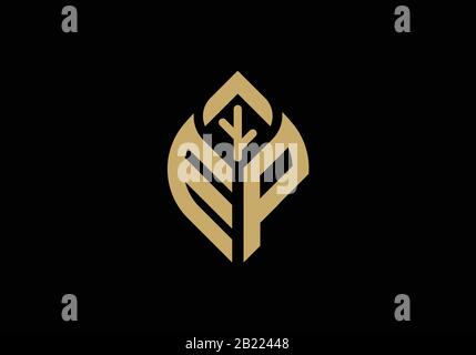 Custom Initial letter E and P in a leaf sign, Gardening or farming logo concept. Stock Vector