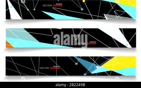 Collection of abstract geometric background banners. Can be used in any design. rectangular background. Stock Vector