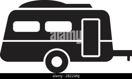 Camping trucks black glyph icon template black color editable. Camping ...