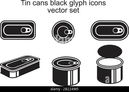 Tin cans black glyph Icon template black color editable. Tin cans black glyph Icon symbol Flat vector illustration for graphic and web design. Stock Vector