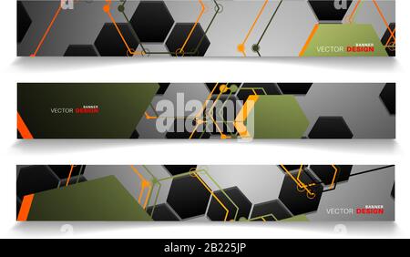 A set of modern vector banners with a rectangular design background Stock Vector