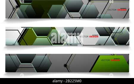 A set of modern vector banners with a rectangular design background Stock Vector