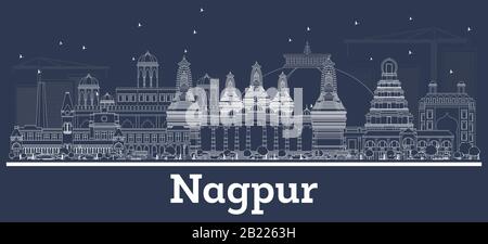 Nagpur India City Skyline Silhouette. Hand Drawn Sketch. Business ...