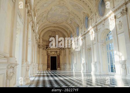 The Palace of Venaria Reale interior, Diana Gallery. Stock Photo