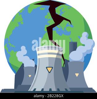 planet earth sick for pollution over white background vector illustration design Stock Vector