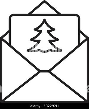 Christmas envelope with paper card icon template black color editable. Christmas envelope with paper card icon symbol Flat vector illustration for gra Stock Vector