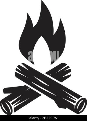 Campfire with firewood icon template black color editable. Campfire with firewood icon symbol Flat vector illustration for graphic and web design. Stock Vector