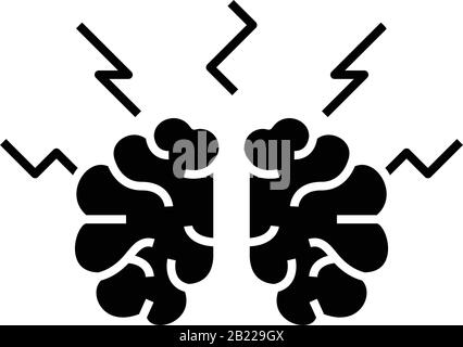 Difficult decition black icon, concept illustration, vector flat symbol, glyph sign. Stock Vector