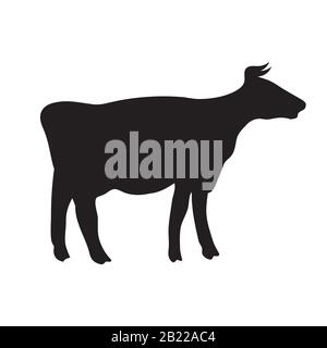Cow silhouette of an animal on an isolated white background. Vector image Stock Vector