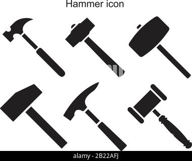 Hammer Icon template black color editable. Hammer Icon symbol Flat vector illustration for graphic and web design. Stock Vector