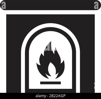 Christmas fireplace Icon template black color editable. Christmas fireplace Icon symbol Flat vector illustration for graphic and web design. Stock Vector