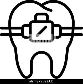Tooth bracket icon, outline style Stock Vector