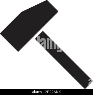 Hammer icon. Simple flat logo of hammer on white background. Vector illustration Stock Vector