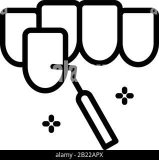 Teeth and dental instrument icon, outline style Stock Vector