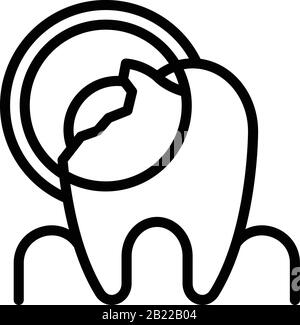 Tooth pathology icon, outline style Stock Vector
