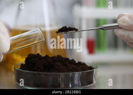 soil sampling for chemical analysis and ph test Stock Photo