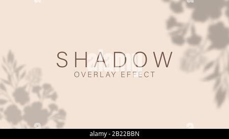Shadow overlay effect. Transparent soft light and shadows from plant, branches, foliage and leaves. Stock Vector