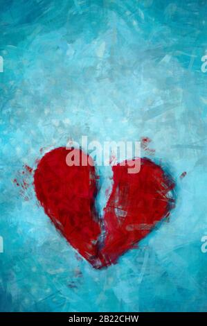 broken heart painting as concept for a broken love story Stock Photo