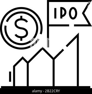 Ipo market chart line icon, concept sign, outline vector illustration, linear symbol. Stock Vector