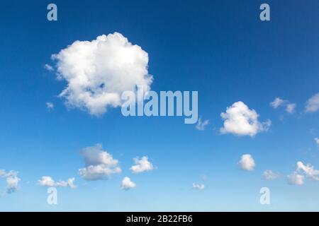blue sky background with tiny clouds. Stock Photo