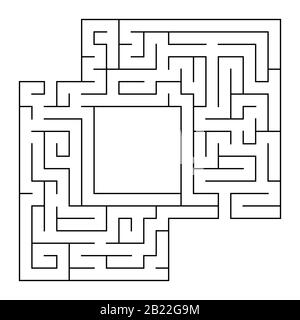 A square labyrinth with an entrance and an exit. Simple flat vector isolated illustration. With a place for your drawings. Stock Vector