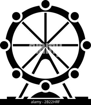Ferris wheel black icon, concept illustration, vector flat symbol, glyph sign. Stock Vector