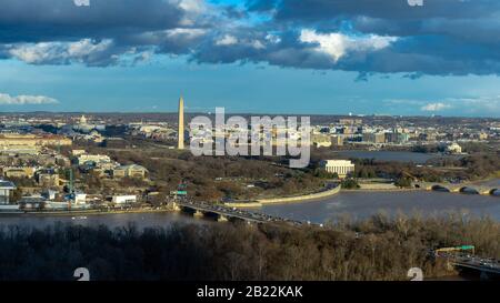 Panorama Top view scene of Washington DC down town which can see United states Capitol, washington monument, lincoln memorial and thomas jefferson mem Stock Photo