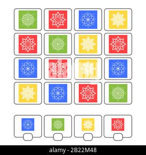 Counting game for preschool children. Count as many colors in the picture and write down the result. With a place for answers. Simple flat isolated ve Stock Vector