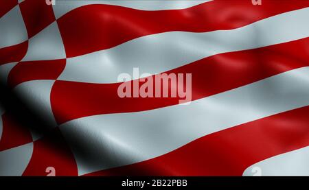 3D Illustration of a waving city flag of Bremen (Germany country) Stock Photo