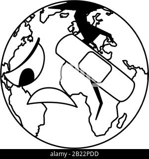 planet earth sick for pollution over white background vector illustration design Stock Vector