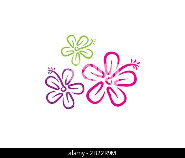 colorful flower green pink purple with petals stigma filament and pollen Stock Vector