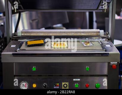 Heat sealing vacuum machine for food packaging Stock Photo - Alamy