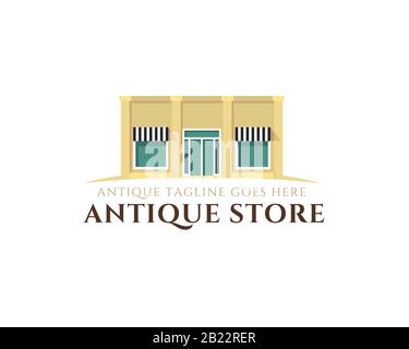 architecture building of an antique store shop facade on the road side Stock Vector