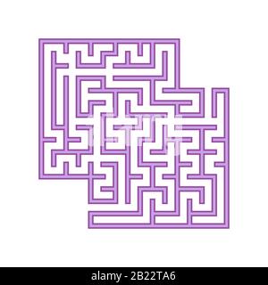 Purple square labyrinth. A game for children. Simple flat vector illustration isolated on white background. With a place for your images Stock Vector