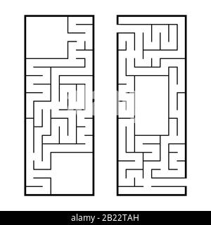 A set of two rectangular labyrinths. An interesting and useful game for preschoolers. Easy puzzle. Simple flat vector illustration isolated on white b Stock Vector