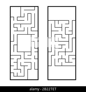 A set of two rectangular labyrinths. An interesting and useful game for preschoolers. Easy puzzle. Simple flat vector illustration isolated on white b Stock Vector