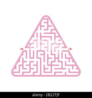 Color triangular labyrinth. An interesting and useful game for children. A simple flat vector illustration on a white background Stock Vector