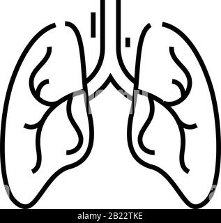 Lungs line icon, concept sign, outline vector illustration, linear symbol. Stock Vector