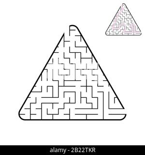 Triangular labyrinth. An interesting and useful game for children. A simple flat vector illustration on a white background. With the decision Stock Vector