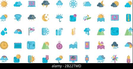 weather icons set over white background, colorful and flat style, vector illustration Stock Vector