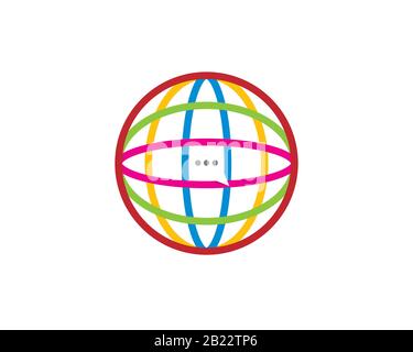 united colorful chat bubble box forming a flat illustration of earth globe sphere Stock Vector
