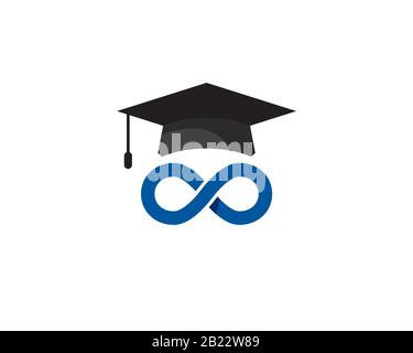 black graduation cap and diploma with blue infinity symbol as the eyes Stock Vector