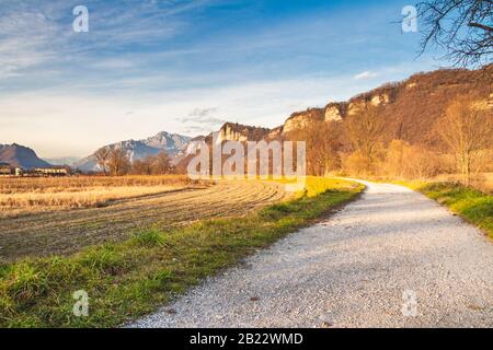 The Country of Brivio, in the province of Lecco, where the river Adda. A location of peace and tranquility. Stock Photo