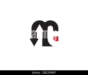 monogram anagram lettermark logo of letter m i n t with up and down arrows head Stock Vector