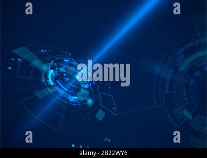 Sci fi abstract cyberspace background. Futuristic technology concept with HUD elements. vector illustration Stock Vector