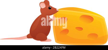 Big cheese piece mice icon. Cartoon of big cheese piece mice vector icon for web design isolated on white background Stock Vector