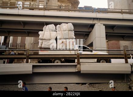 The busy urban city roads of Central Downtown Cairo in Egypt in North Africa Stock Photo