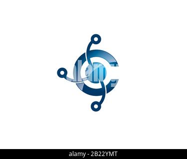 monogram anagram lettermark logo of letter o c g 0 s wire techonolgy neuron Stock Vector