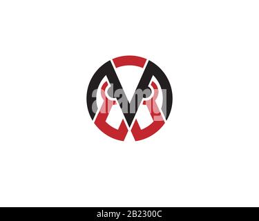 monogram anagram lettermark logo of letter m w o 0 bird head with eye Stock Vector
